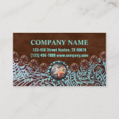 Carte De Visite brun turquoise western pays à outils cuir (Dos)