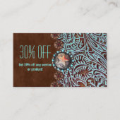 Carte De Visite brun turquoise western pays à outils cuir (Devant)