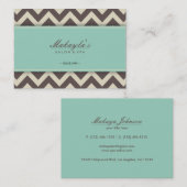 Carte De Visite Brun, vert et beige modernes élégants de Chevron (Devant / Derrière)