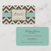 Carte De Visite Brun, vert et beige modernes élégants de Chevron (Devant / Derrière)