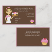 Carte De Visite Brune/Baker de petit gâteau/carte de visite roses (Devant / Derrière)