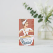 Carte De Visite Brunette femme mixant boulangerie pâtisserie chef (Debout devant)