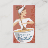 Carte De Visite Brunette femme mixant boulangerie pâtisserie chef (Devant)