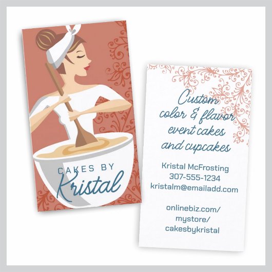 Carte De Visite Brunette femme mixant boulangerie pâtisserie chef