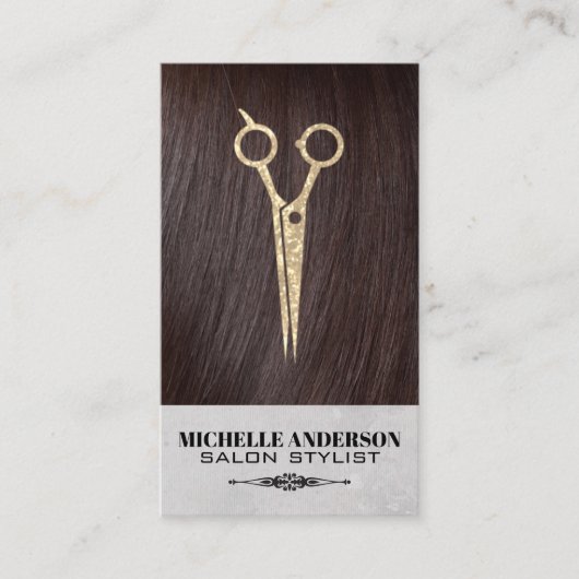 Carte De Visite Brunette Hair | Ciseaux de salon de cheveux (Devant)