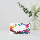 Carte De Visite Brush blanc | Poudre colorée (Debout devant)