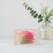 Carte De Visite Brush Chic Stroke Pink Gold sur Rose Rose (Debout devant)