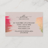 Carte De Visite Brush Chic Stroke Pink Gold sur Rose Rose (Dos)
