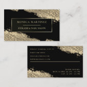 Carte De Visite Brush doré élégant noir (Devant / Derrière)