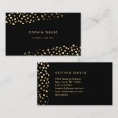 Carte De Visite Brush noir avec points d'or Faux (Devant / Derrière)