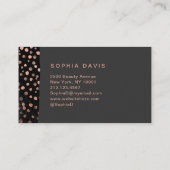 Carte De Visite Brush noir avec points Roses en or Faux (Dos)