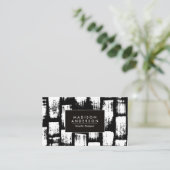 Carte De Visite Brush noir et blanc Abstrait (Debout devant)