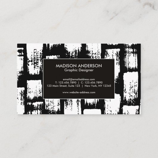 Carte De Visite Brush noir et blanc Abstrait (Dos)