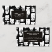 Carte De Visite Brush noir et blanc Abstrait (Devant / Derrière)