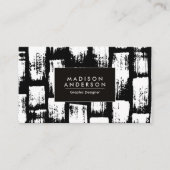 Carte De Visite Brush noir et blanc Abstrait (Devant)