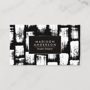 Carte De Visite Brush noir et blanc Abstrait