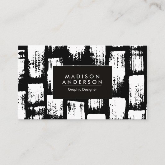 Carte De Visite Brush noir et blanc Abstrait (Devant)