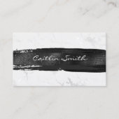 Carte De Visite Brush noir Stroke Silver Blanc Foil Marbre (Devant)