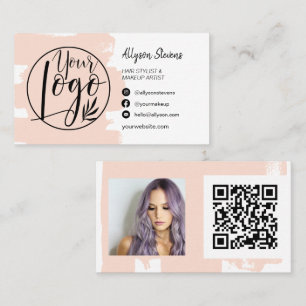 Carte De Visite Brush rose brosse cheveux maquillage photo logo qr