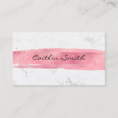 Carte De Visite Brush rose Grille Argent Marbre blanc à huile (Devant)