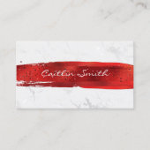 Carte De Visite Brush Rouge Argent Marbre blanc à huile (Devant)
