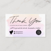 Carte De Visite Brush script moderne ombre aquarelle merci (Devant)