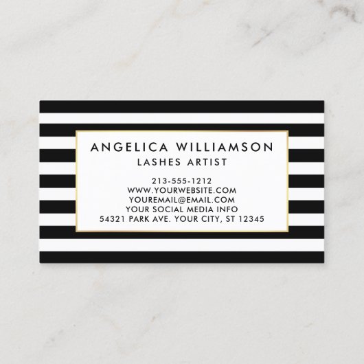 Carte De Visite Brush Script Rose Floral Lashes (Dos)