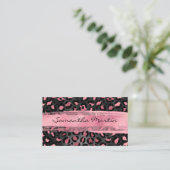 Carte De Visite Brush Spot Leopard noir et rose (Debout devant)
