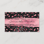 Carte De Visite Brush Spot Leopard noir et rose (Devant)