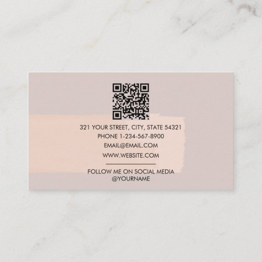 Carte De Visite Brush Stroke Blush Rose QR Code (Dos)
