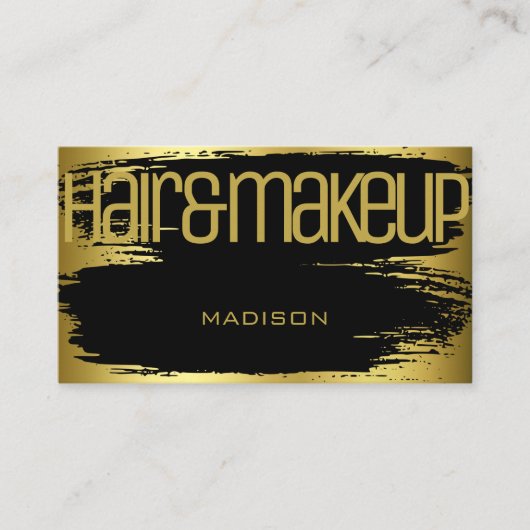 Carte De Visite Brush Stroke Or Noir Glamour Luxe Beauté (Devant)
