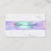 Carte De Visite Brush Strot Argent Blanc Foil Marbre (Devant)
