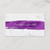 Carte De Visite Brush violet Stroke Silver White Foil Marbre (Devant)