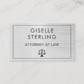 Carte De Visite Brushed Metal Lawyer Attorney at Law QR Code (Devant)