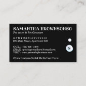 Carte De Visite Bubble Chiens Chats Spa Sitter Groom PetCare (Dos)