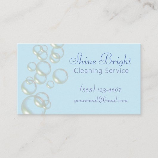 Carte De Visite Bubbles Blue Professional Design Cleaning Service (Devant)