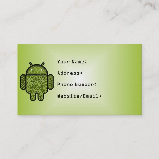 Carte De Visite Bubbles Doodle Character pour le robot Android™ (Devant)