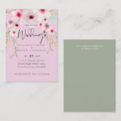 Carte De Visite Budget du script de Mariage floral rose vif (Devant / Derrière)