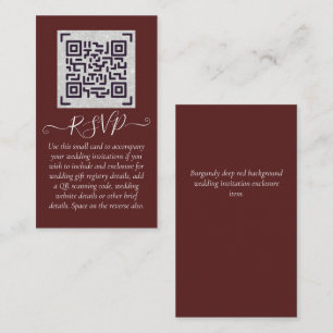 Carte De Visite Budget QR Code Website RSVP Mariage de l'hôtel Dét