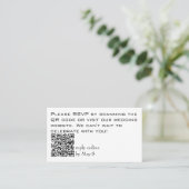 Carte De Visite Budget RSVP Mariage Site Web QR Code (Debout devant)