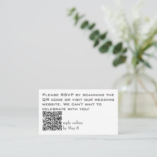 Carte De Visite Budget RSVP Mariage Site Web QR Code (Debout devant)
