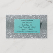 Carte De Visite Budget Turquoise & Parties scintillant argent Code (Devant)