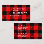 Carte De Visite Buffalo Check Rouge et Noir Lumberjack Plaid Decor (Devant / Derrière)