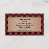 Carte De Visite Buffalo Plaid Ax Tree Service Bois de chauffage (Dos)