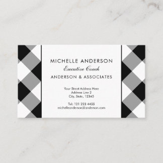 Carte De Visite Buffalo Plaid Moderne Entreprise Noir et Blanc