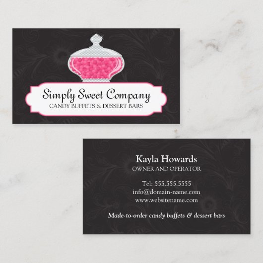 Carte De Visite Buffet de sucrerie et Tableau de dessert (Devant / Derrière)