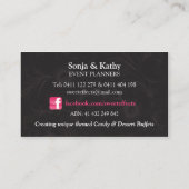 Carte De Visite Buffet fait sur commande de sucrerie et de dessert (Dos)