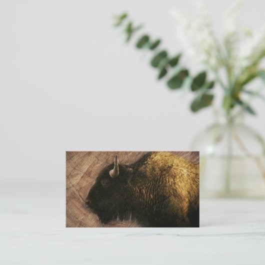Carte De Visite Buffle de bison de bois (Debout devant)