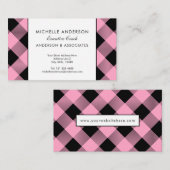 Carte De Visite Buffle rose et noir Vérifier Consultant d'affaires (Devant / Derrière)