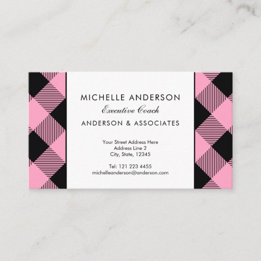 Carte De Visite Buffle rose et noir Vérifier Consultant d'affaires (Devant)